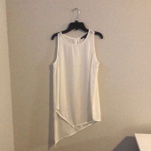 Sheer white asymmetric blouse